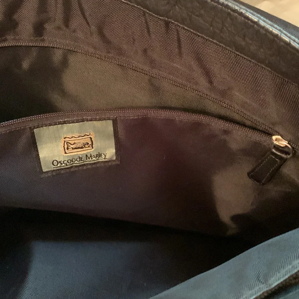Osgoode Marley luxe black leather unisex flap messenger bag crossbody organizer